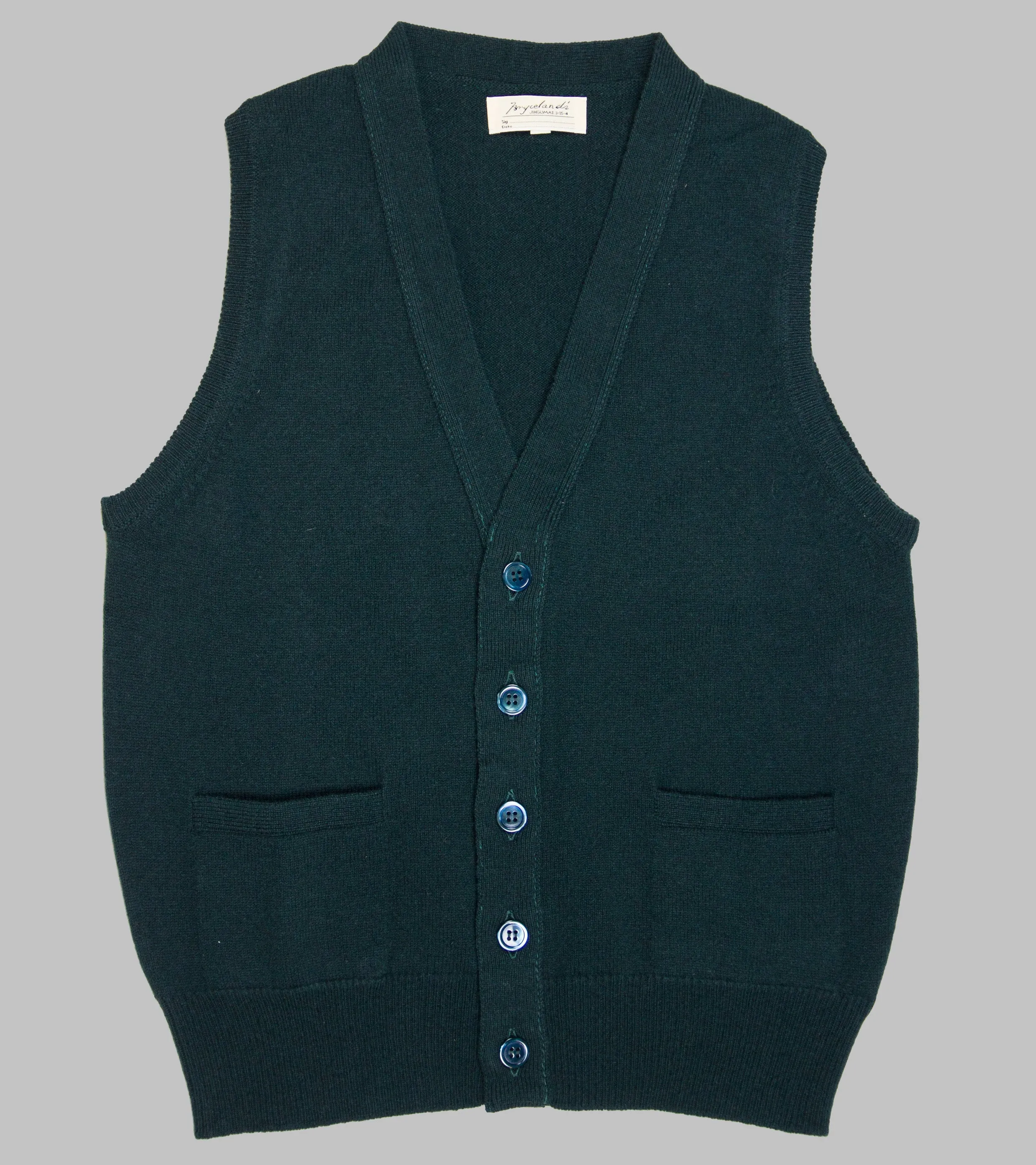 Lambswool Sleeveless Cardigan Dark Green