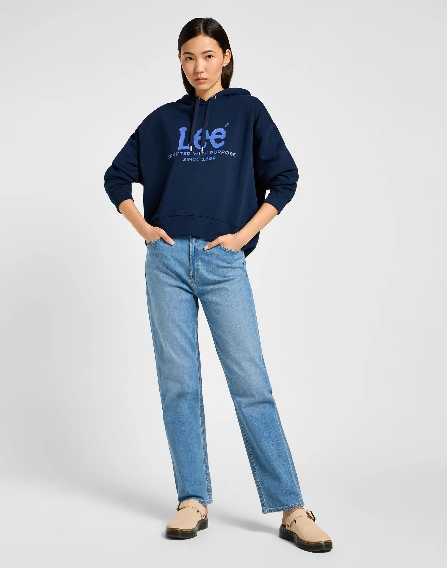 Lee Women's Logo Hoodie in Emperor Navy