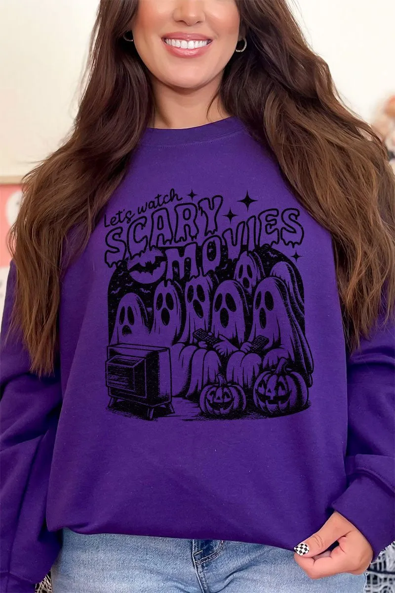 Let's Watch Scary Movies Heavy-weight Crew Sweatshirt