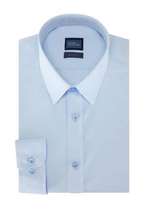 Long Sleeve Tapered Plain Shirt - Blue