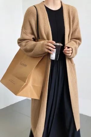 Longline Knitted Pocketed Cardigan