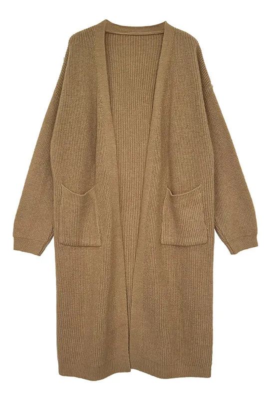 Longline Knitted Pocketed Cardigan