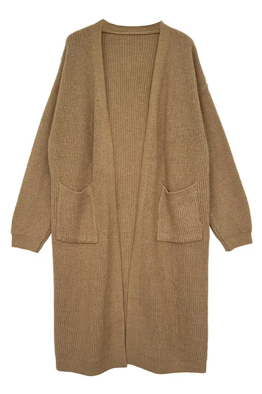 Longline Knitted Pocketed Cardigan