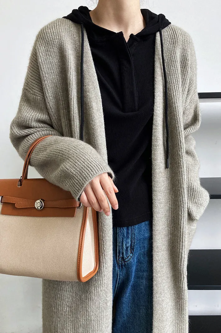 Longline Knitted Pocketed Cardigan