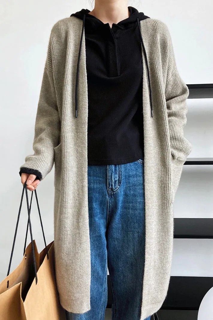Longline Knitted Pocketed Cardigan