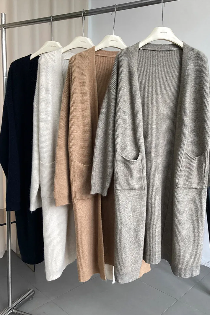 Longline Knitted Pocketed Cardigan