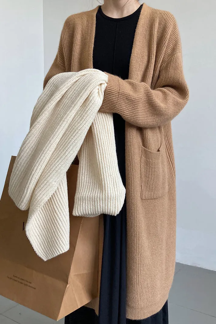 Longline Knitted Pocketed Cardigan