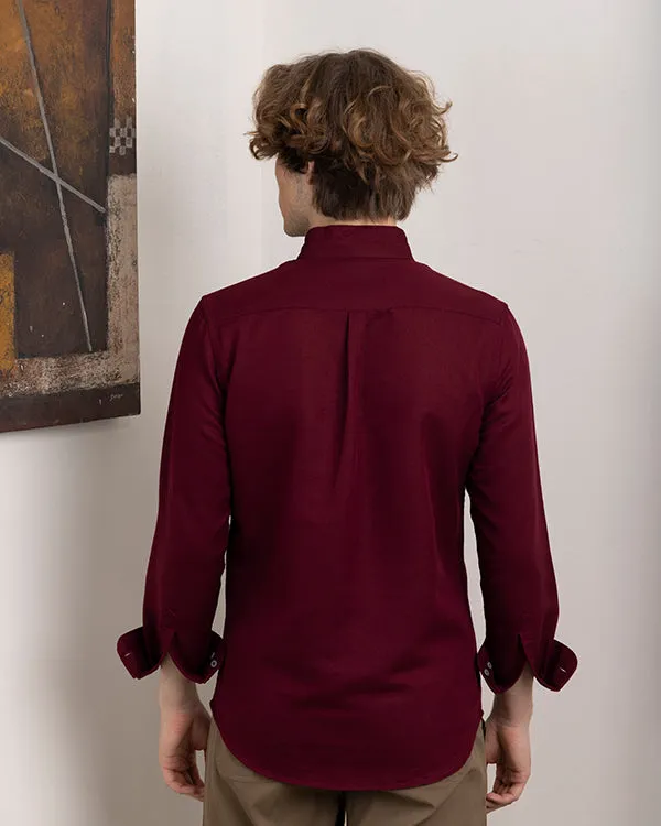Maroon Chinese Collar Shirt