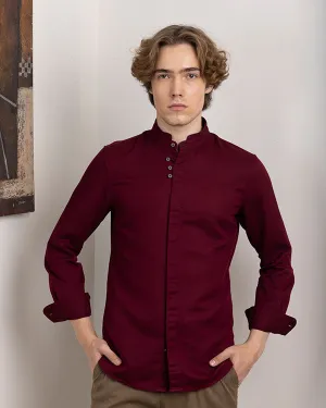 Maroon Chinese Collar Shirt