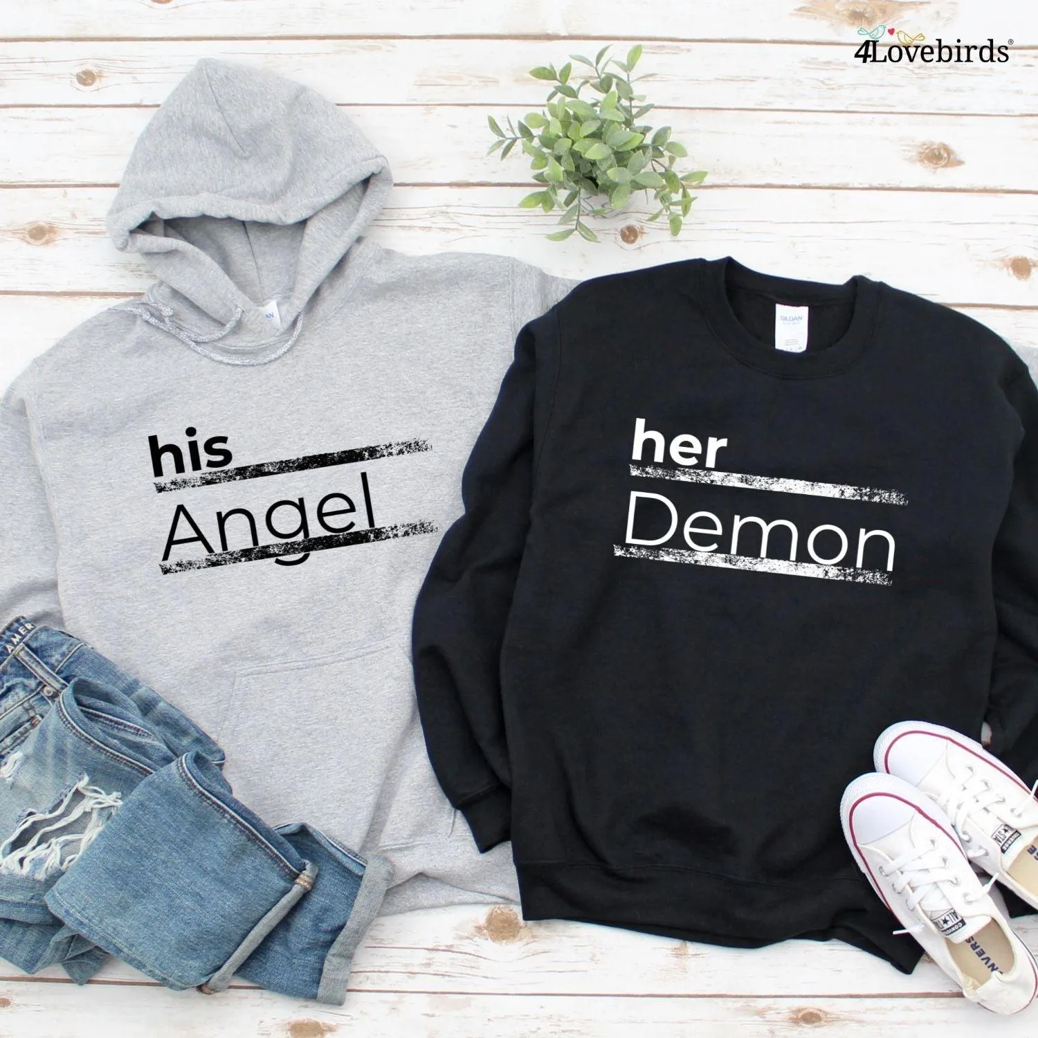 Matching Set: His Angel/Her Demon - Love & Marriage Gifts for Couples - Anniversary Tees