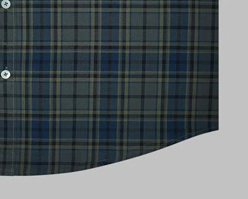 Men's 100% Cotton Plaid Checkered Full Sleeves Shirt (Blue)