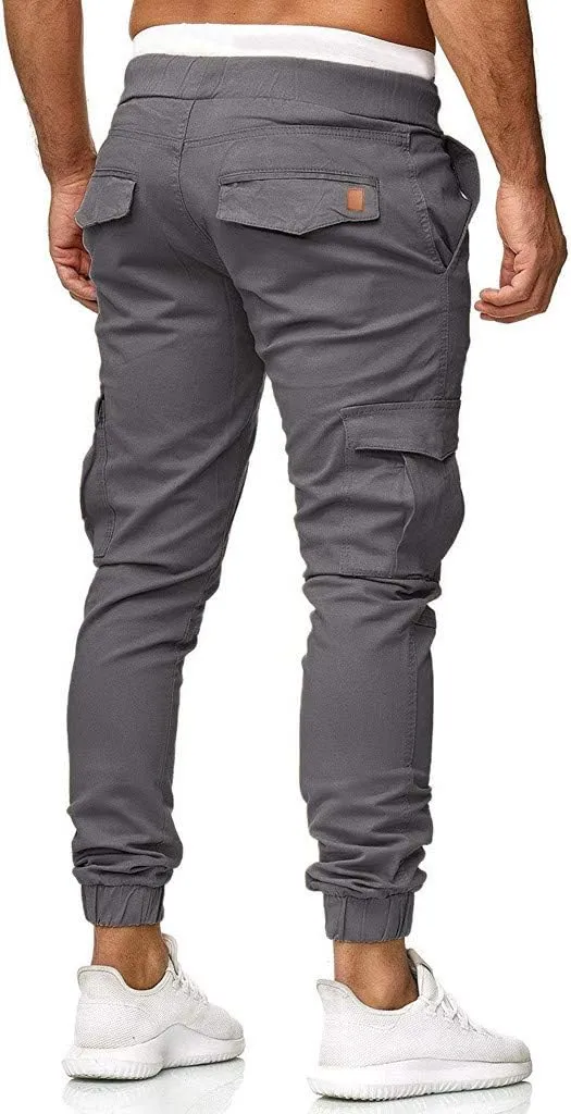 Mens Cargo Joggers Sweatpants Slim Fit Casual Workout Jogging Pants Lightweight Hiking Gym Trousers with Pockets
