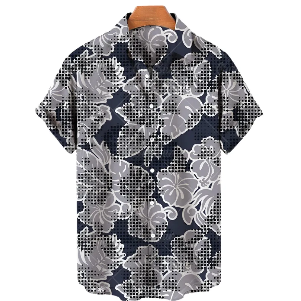 Men’s Floral 3D Printed Hawaiian Shirt – Stylish Flamingo Beach Blouse, Vacation Lapel Cuba Camisas Clothing