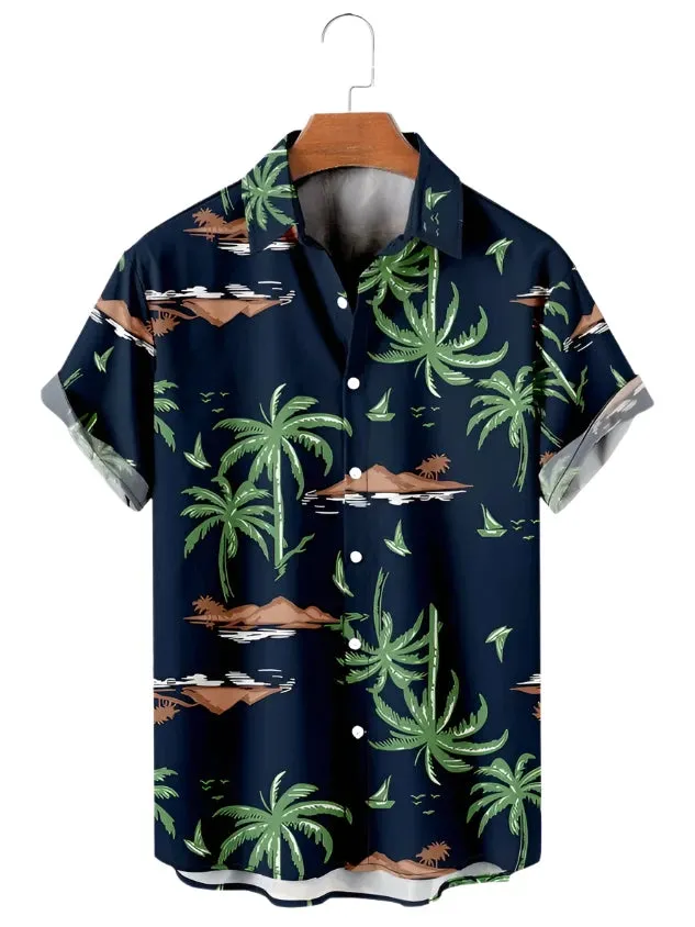 Men’s Floral 3D Printed Hawaiian Shirt – Stylish Flamingo Beach Blouse, Vacation Lapel Cuba Camisas Clothing