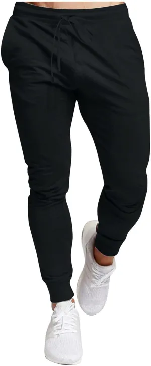 Mens Joggers Sweatpants Slim Fit Workout Training Gym Jogger Pants with Pockets Casual Drawstring Running Sweatpants
