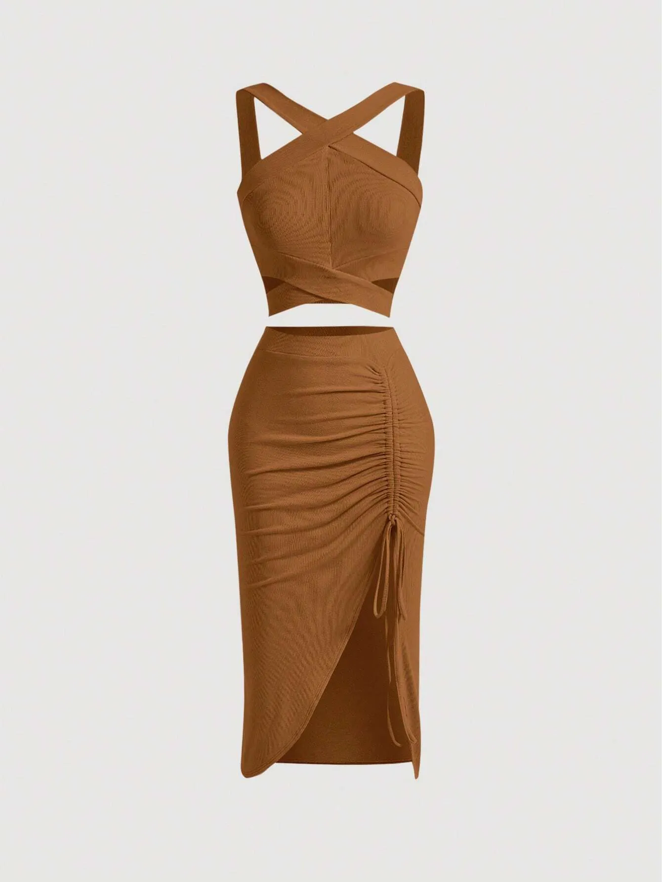 MOD Crisscross Cami Top & Drawstring Split Thigh Skirt