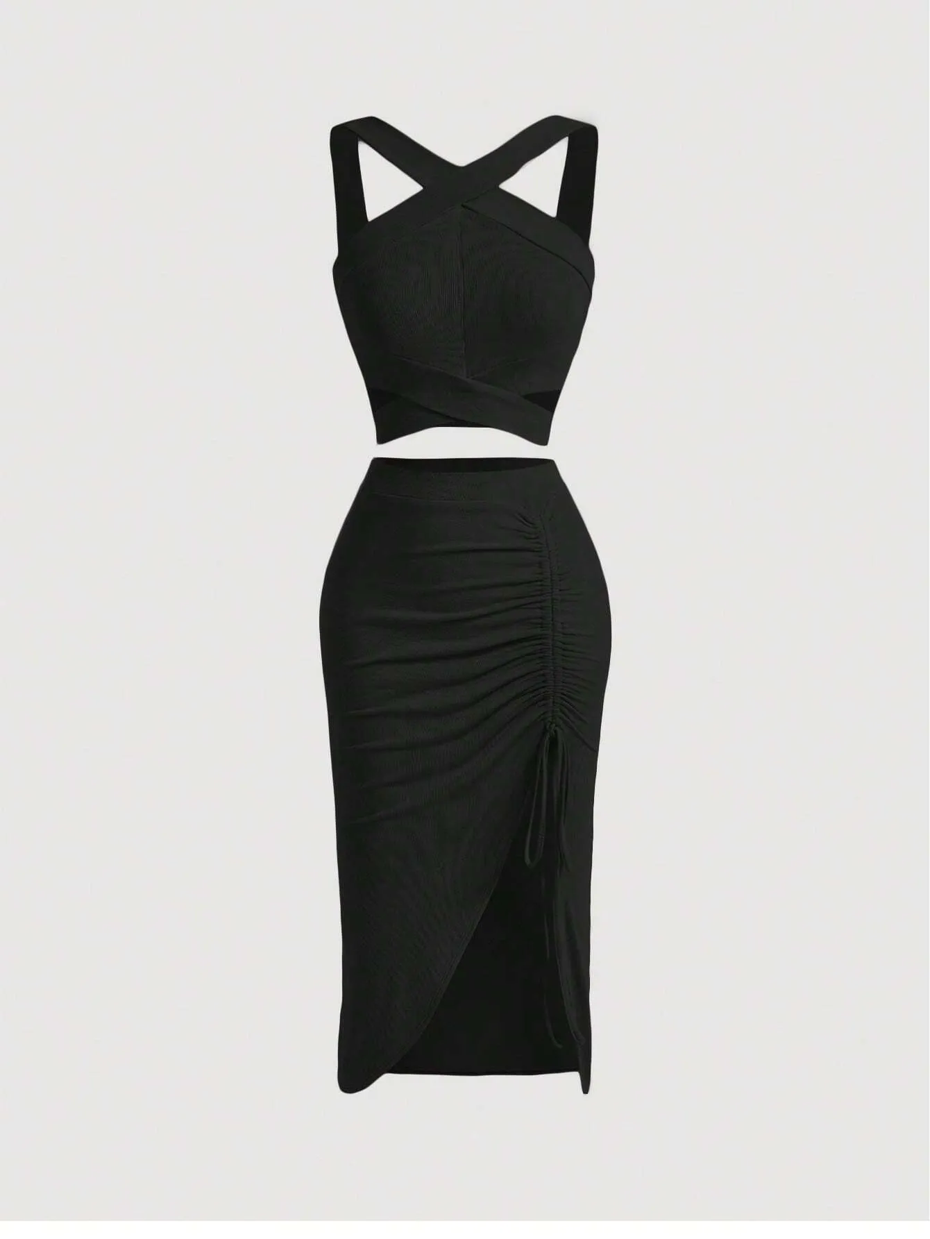 MOD Crisscross Cami Top & Drawstring Split Thigh Skirt
