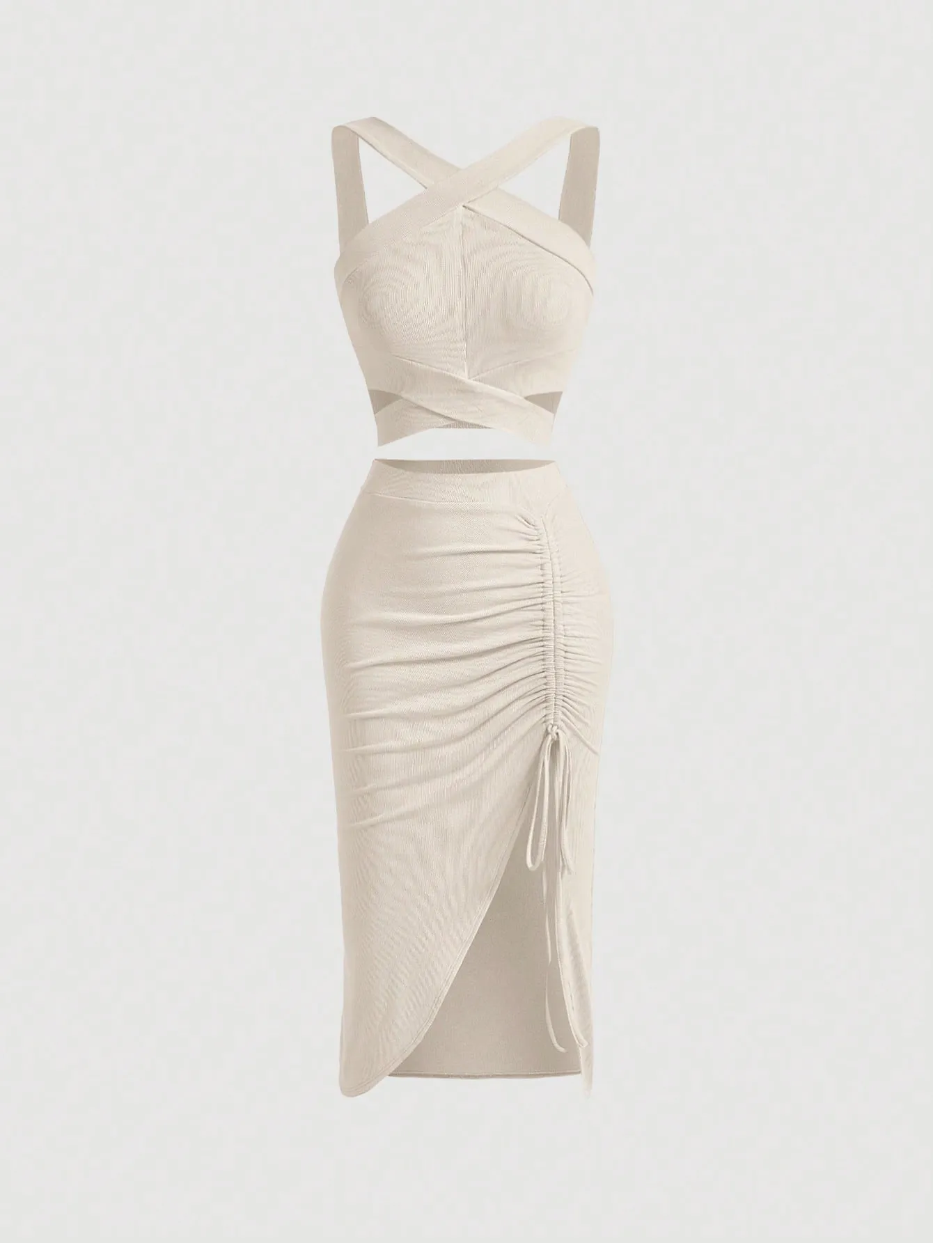 MOD Crisscross Cami Top & Drawstring Split Thigh Skirt