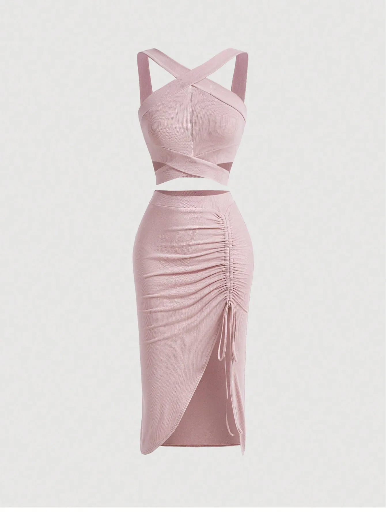 MOD Crisscross Cami Top & Drawstring Split Thigh Skirt