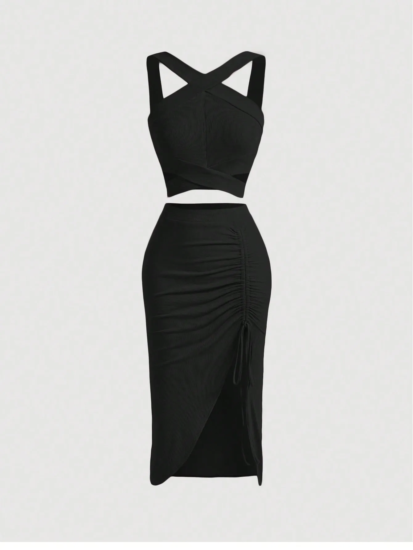 MOD Crisscross Cami Top & Drawstring Split Thigh Skirt