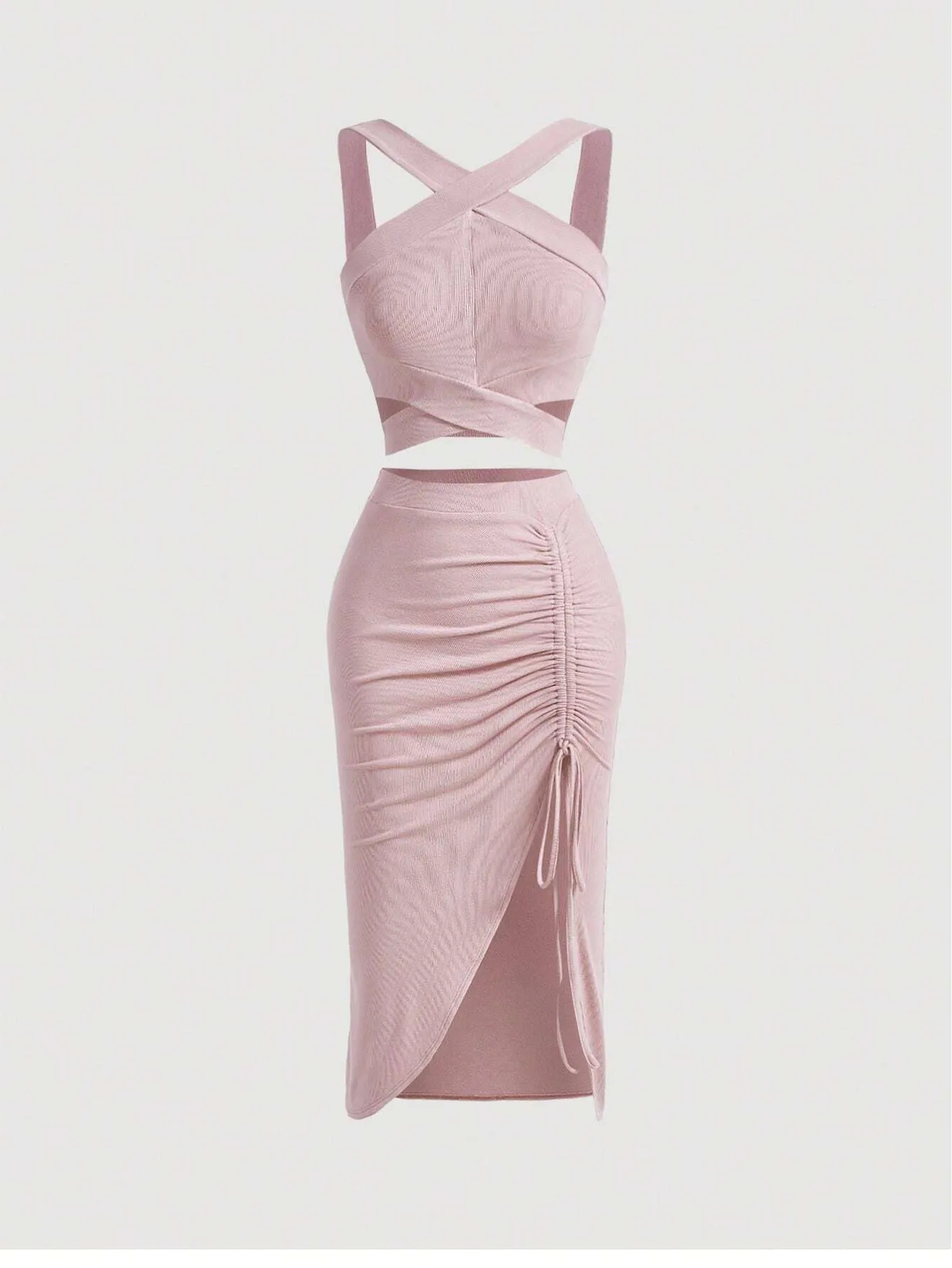 MOD Crisscross Cami Top & Drawstring Split Thigh Skirt