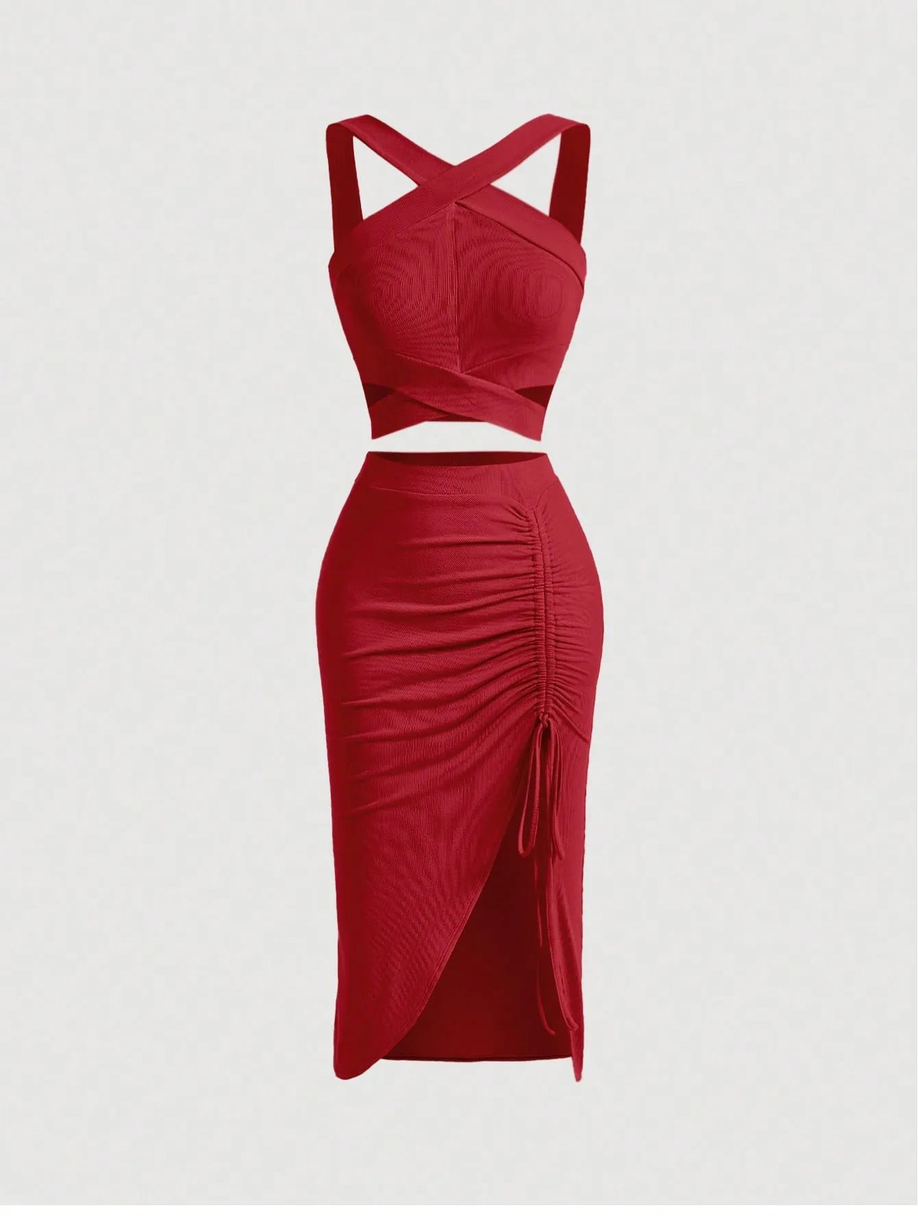 MOD Crisscross Cami Top & Drawstring Split Thigh Skirt