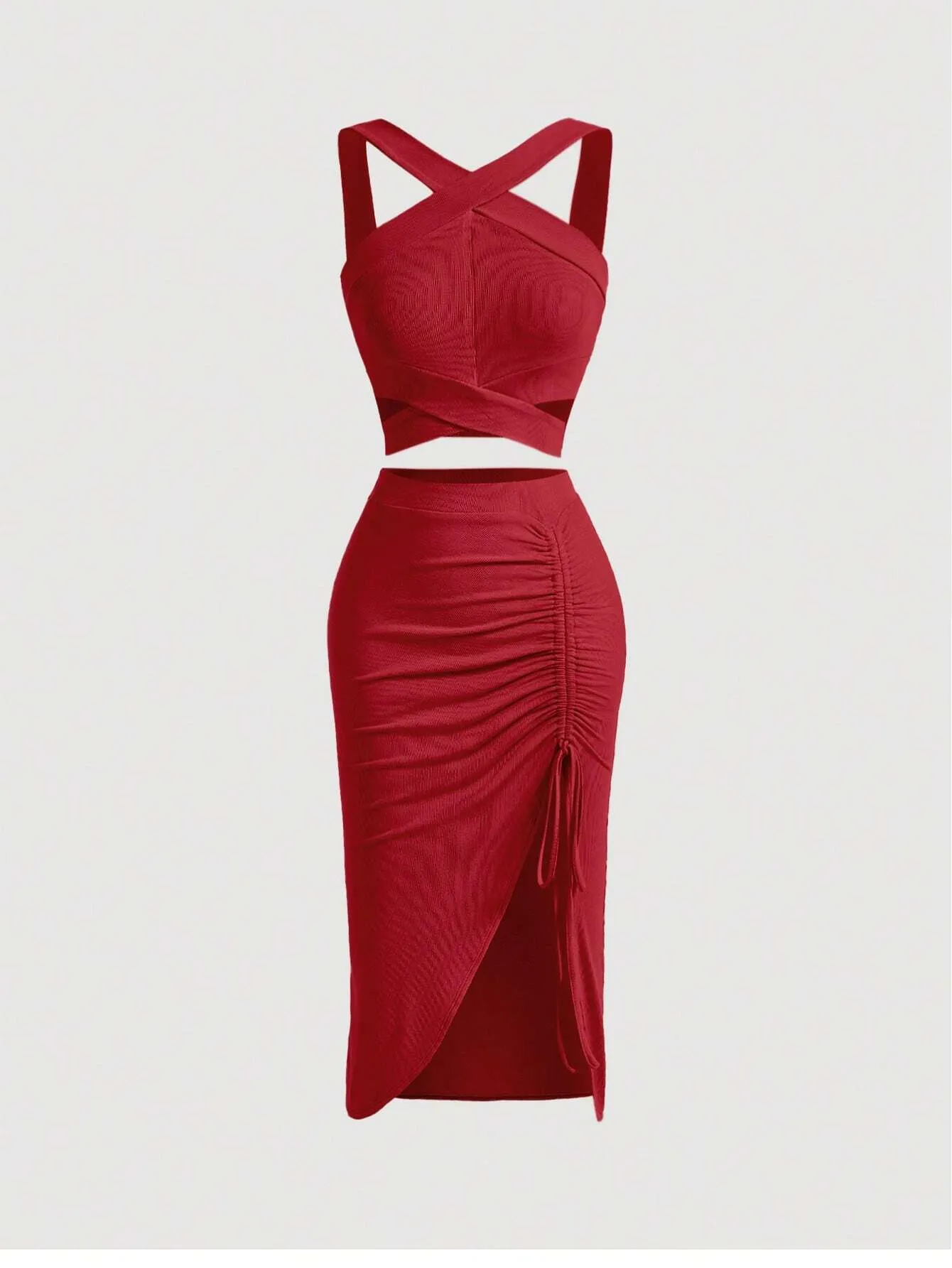 MOD Crisscross Cami Top & Drawstring Split Thigh Skirt