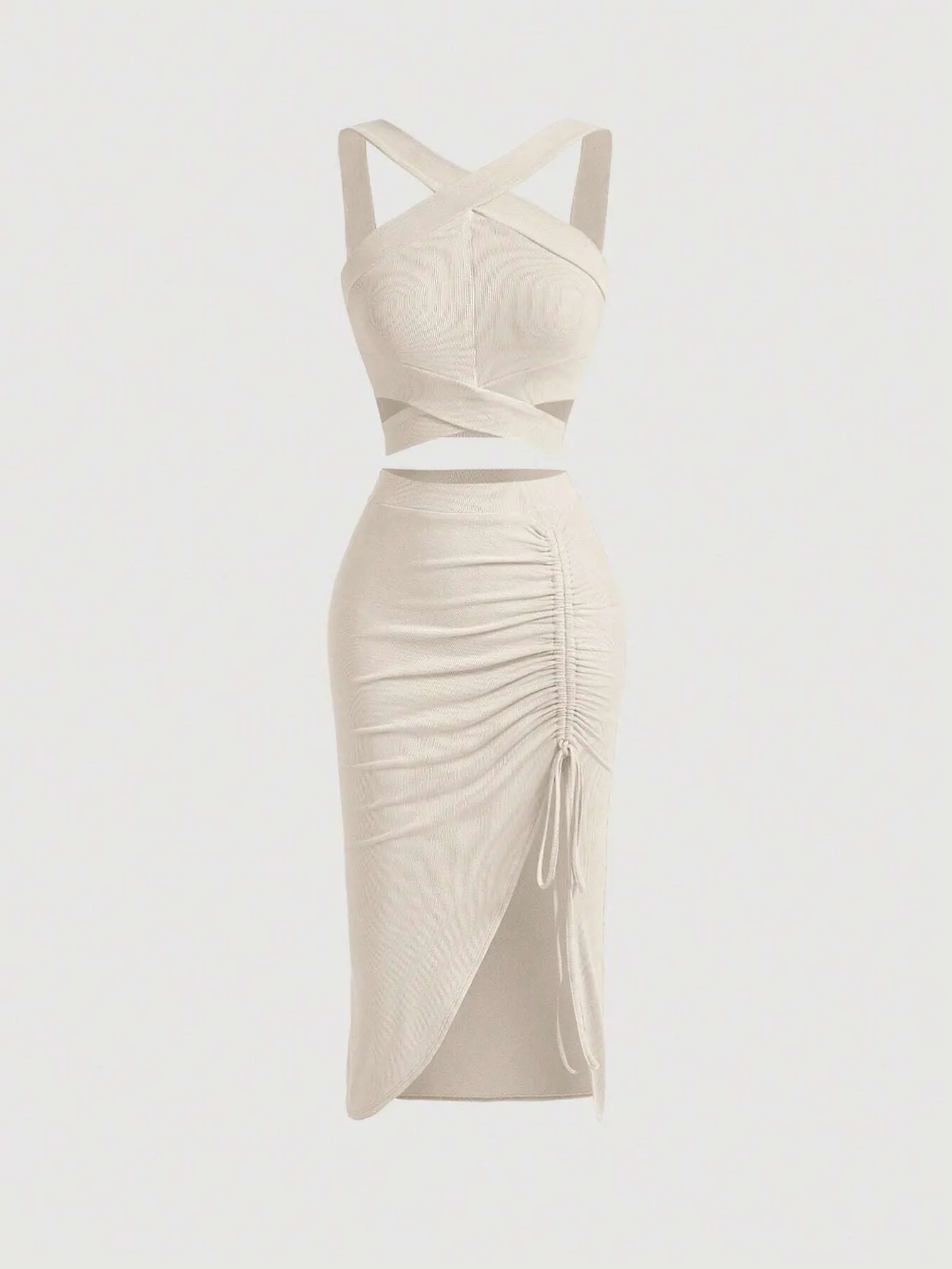 MOD Crisscross Cami Top & Drawstring Split Thigh Skirt