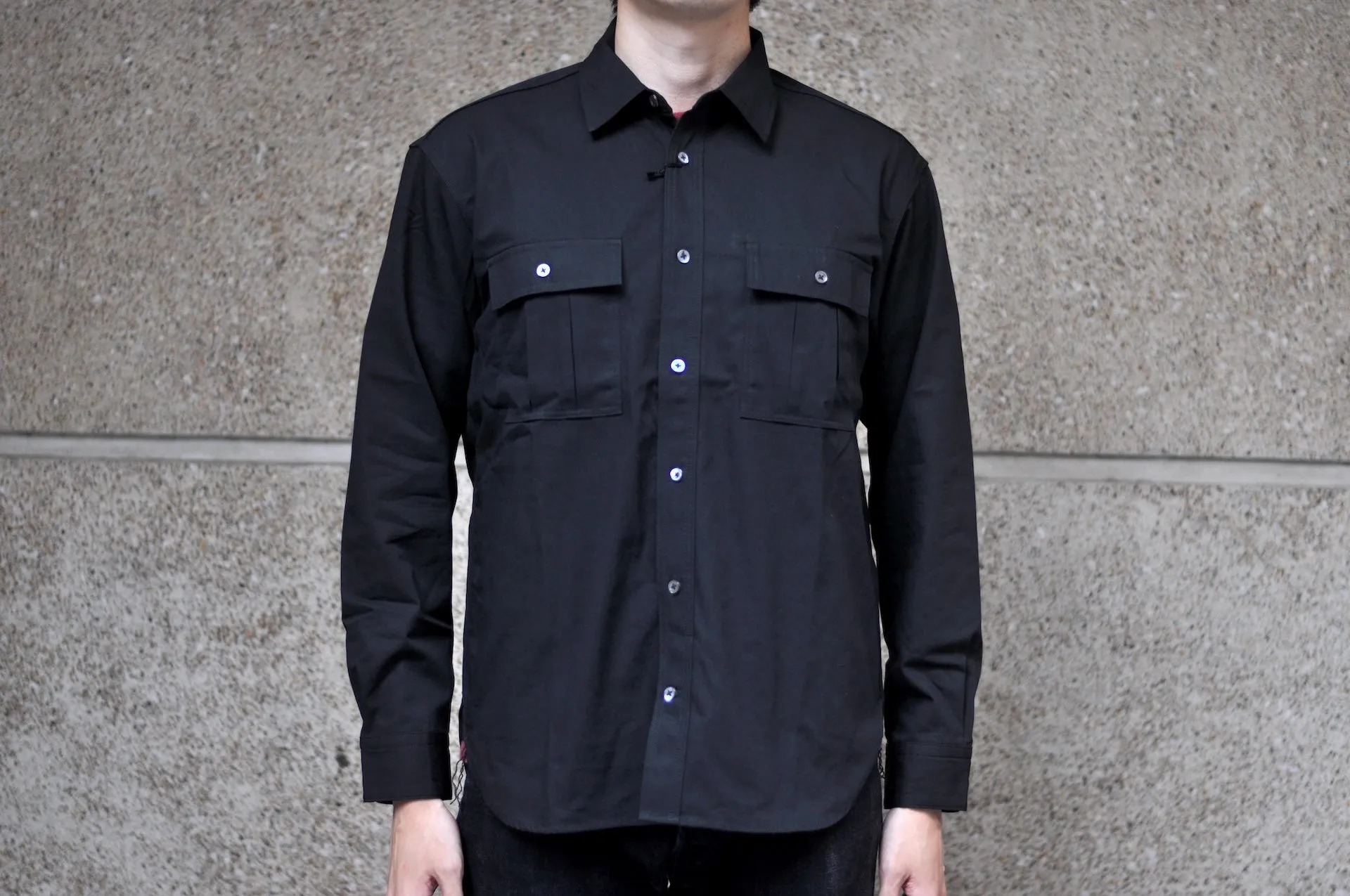 Momotaro 8oz Duck Canvas Military Style Workshirt (Black)