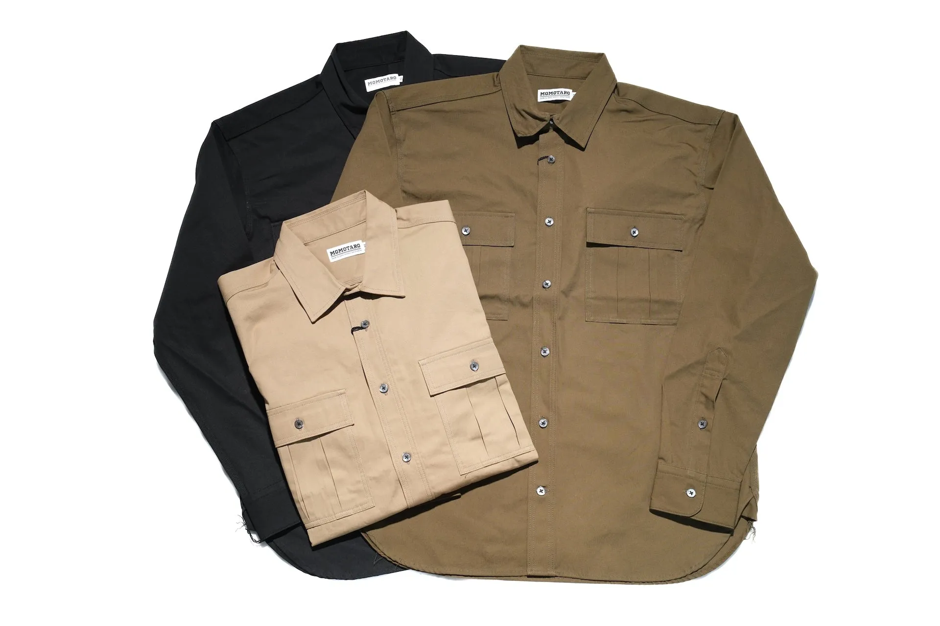 Momotaro 8oz Duck Canvas Military Style Workshirt (Black)