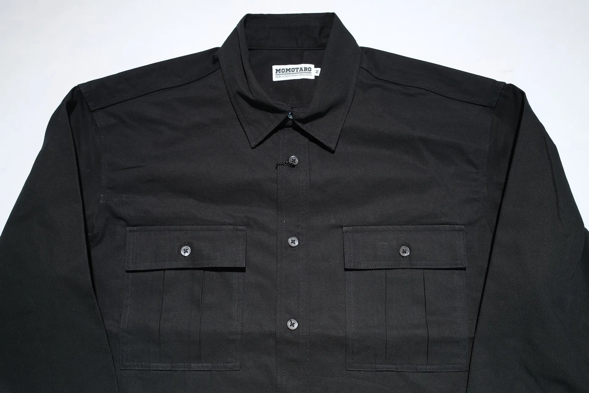 Momotaro 8oz Duck Canvas Military Style Workshirt (Black)