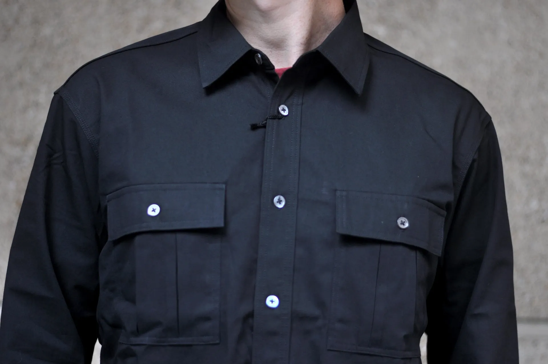 Momotaro 8oz Duck Canvas Military Style Workshirt (Black)