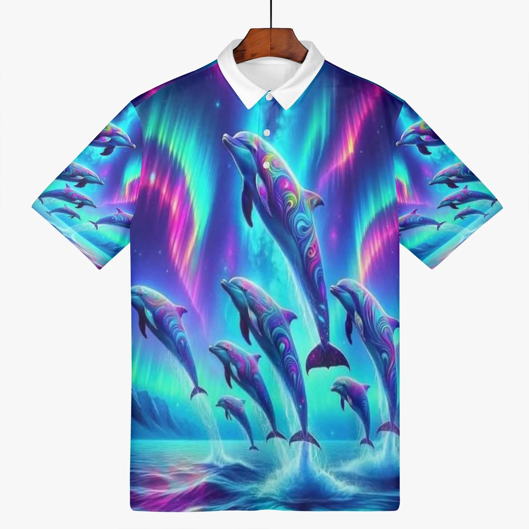 Northern lights Dolphins Polo Shirt