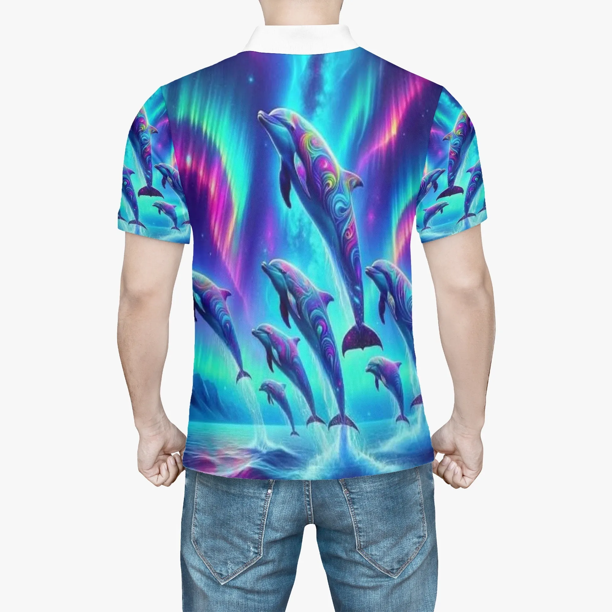 Northern lights Dolphins Polo Shirt