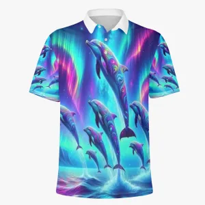 Northern lights Dolphins Polo Shirt