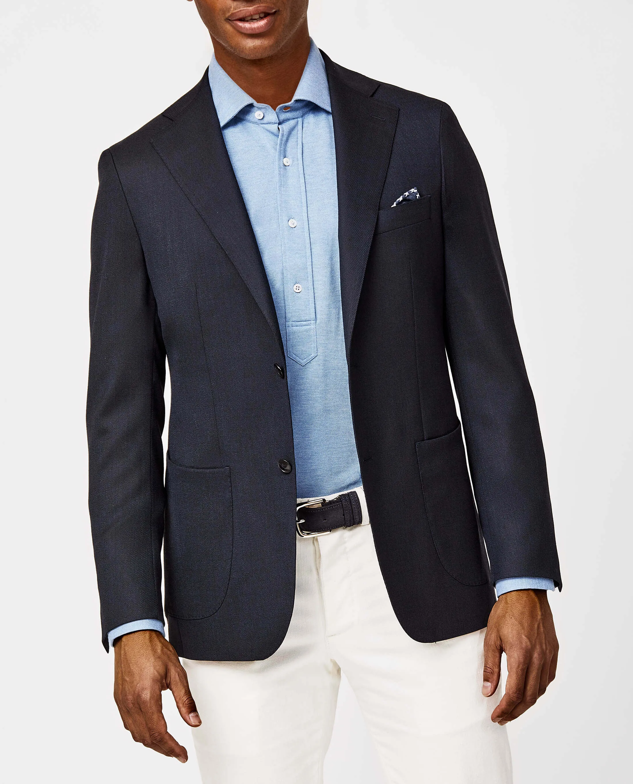 Paulo Oliveira Travel Jacket Midnight Blue Stretch Merino Wool