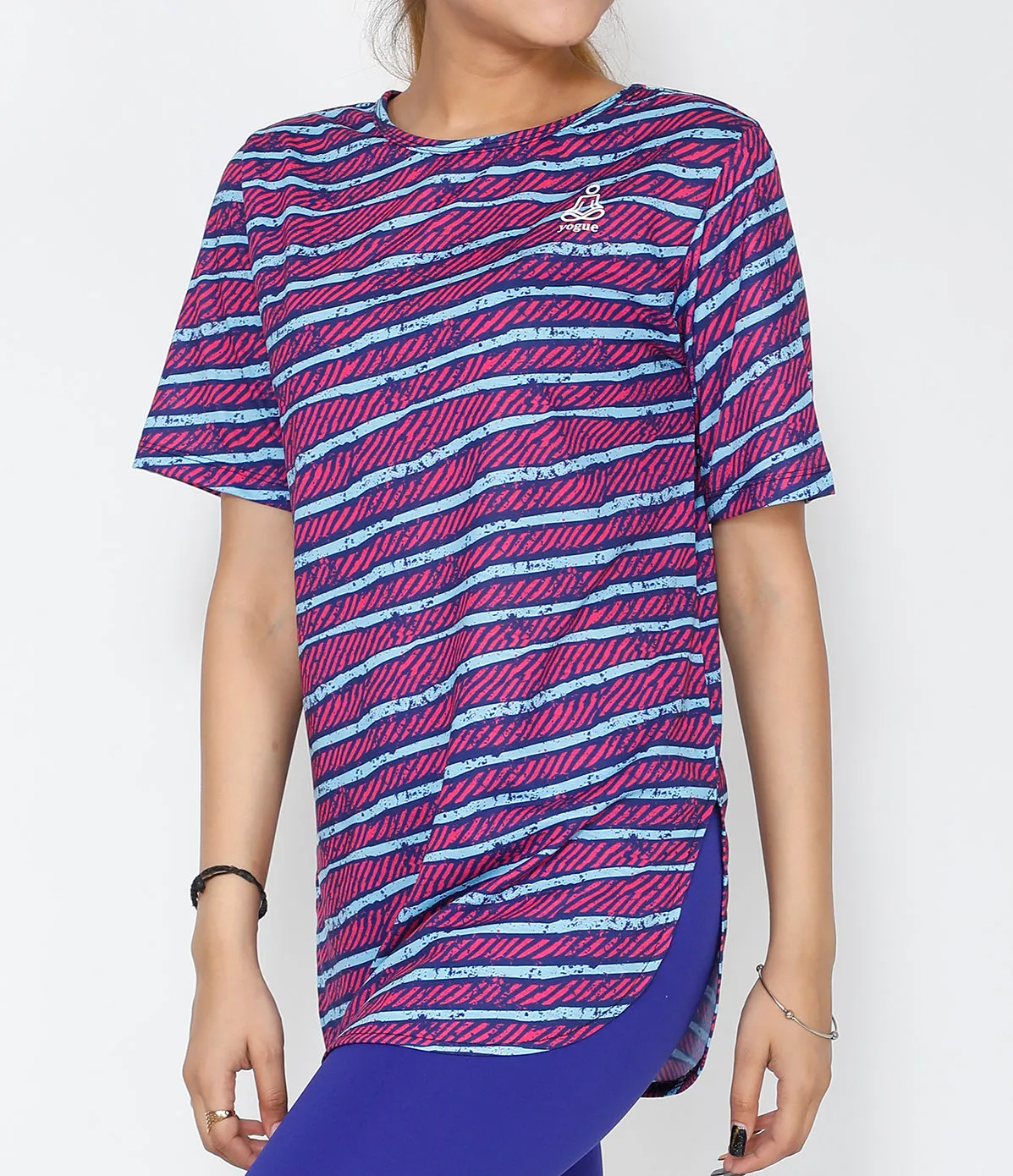 Pink Stripes Cotton Longline T-shirt