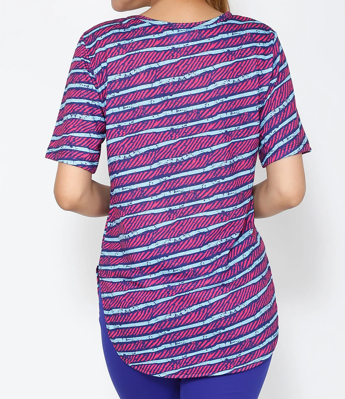 Pink Stripes Cotton Longline T-shirt