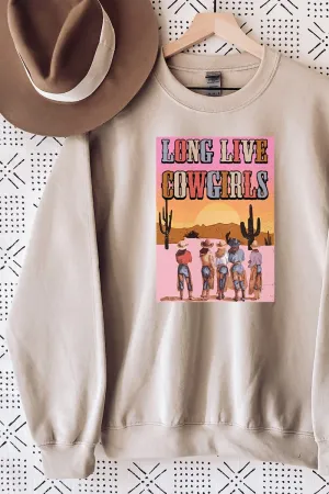 Pink Sunset Long Live Cowgirls Heavy-weight Crew Sweatshirt