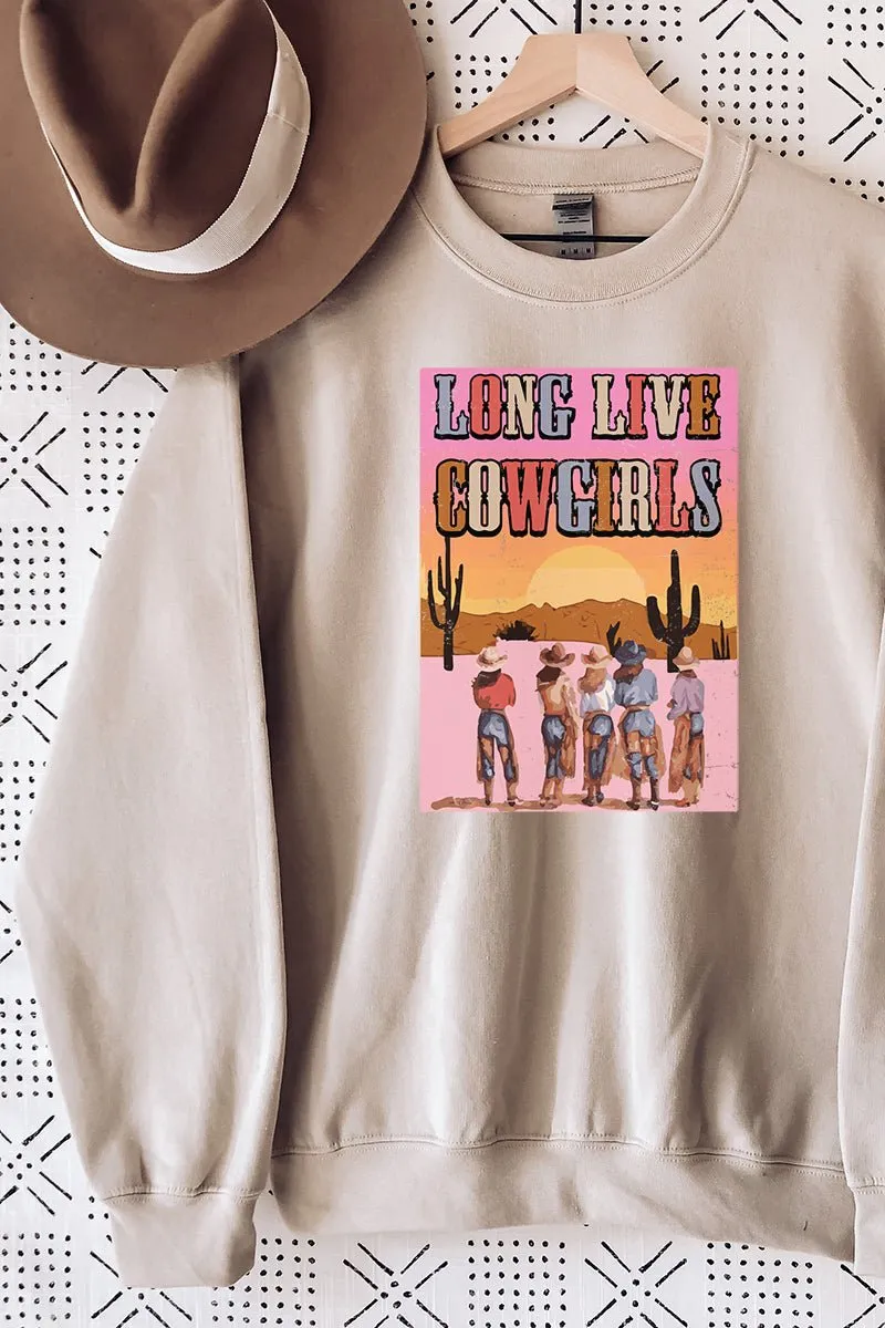 Pink Sunset Long Live Cowgirls Heavy-weight Crew Sweatshirt
