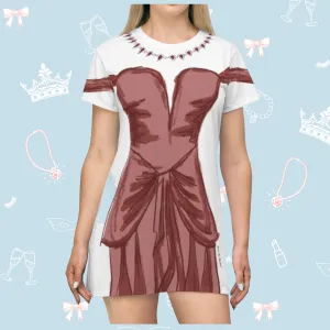 Pretty Lady in Red T-Shirt Dress | Easy Costume, Fun Loungewear, Unique Gift
