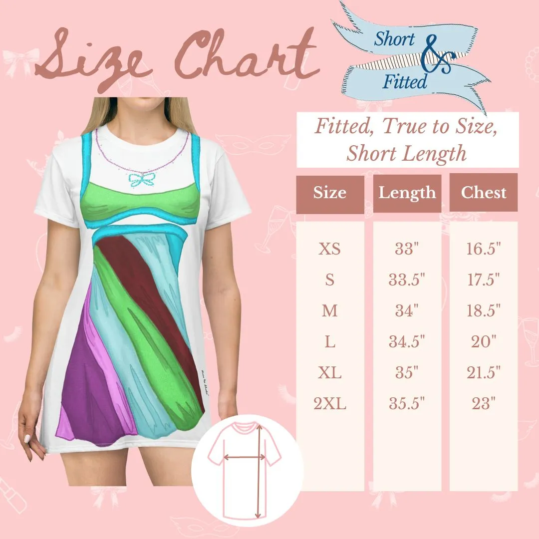 Pretty Lady in Red T-Shirt Dress | Easy Costume, Fun Loungewear, Unique Gift