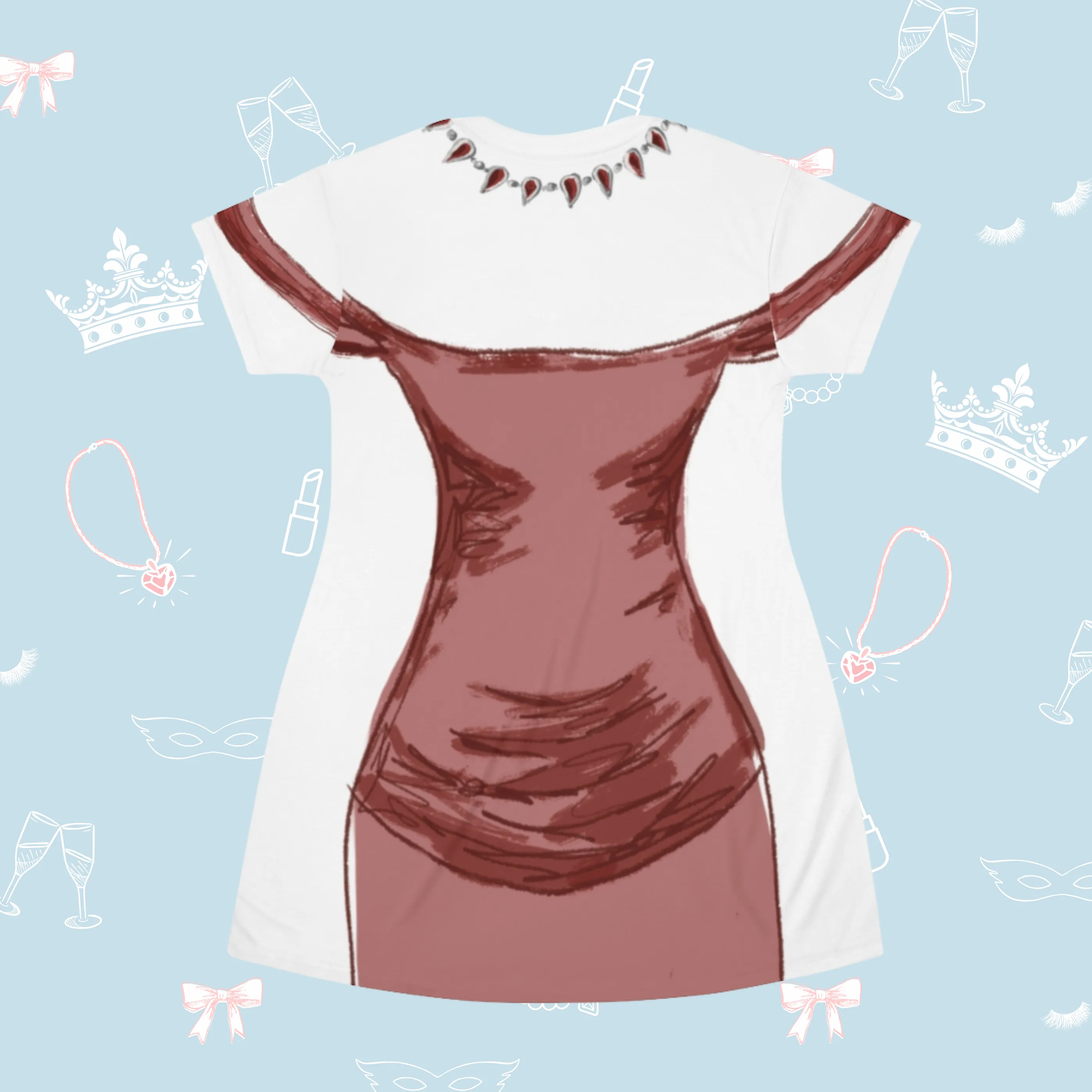 Pretty Lady in Red T-Shirt Dress | Easy Costume, Fun Loungewear, Unique Gift