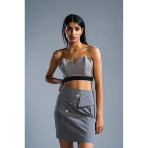 PRIMAL GRAY Grey Organic Cotton Deconstructed Short Skirt