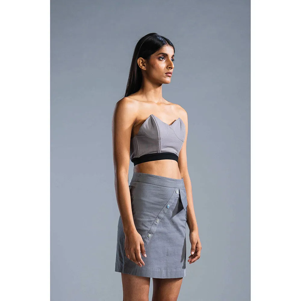 PRIMAL GRAY Grey Organic Cotton Deconstructed Short Skirt