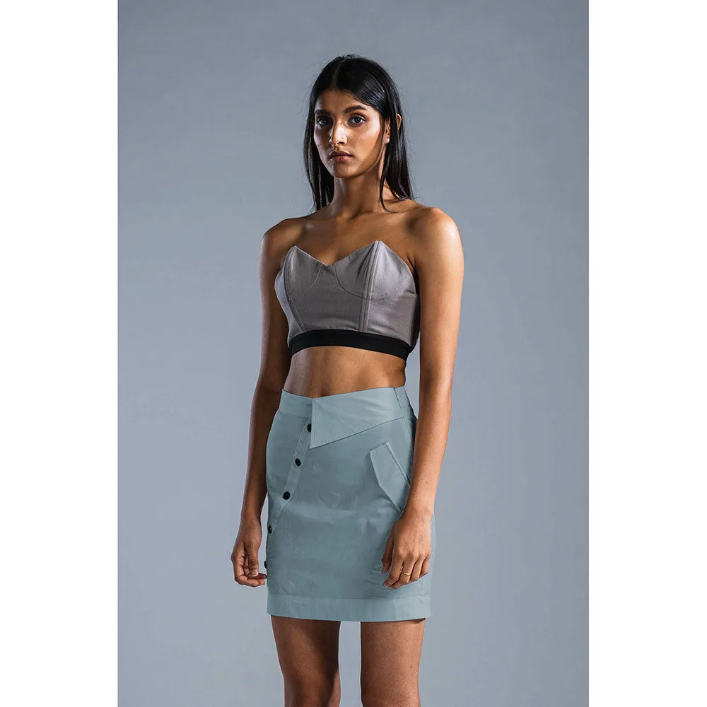 PRIMAL GRAY Ice Blue Organic Cotton Deconstructed Short Skirt