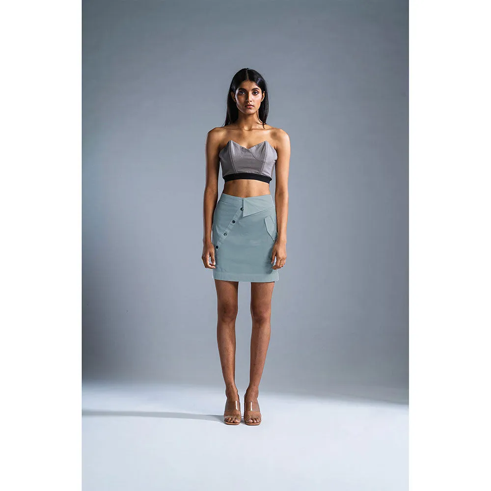 PRIMAL GRAY Ice Blue Organic Cotton Deconstructed Short Skirt