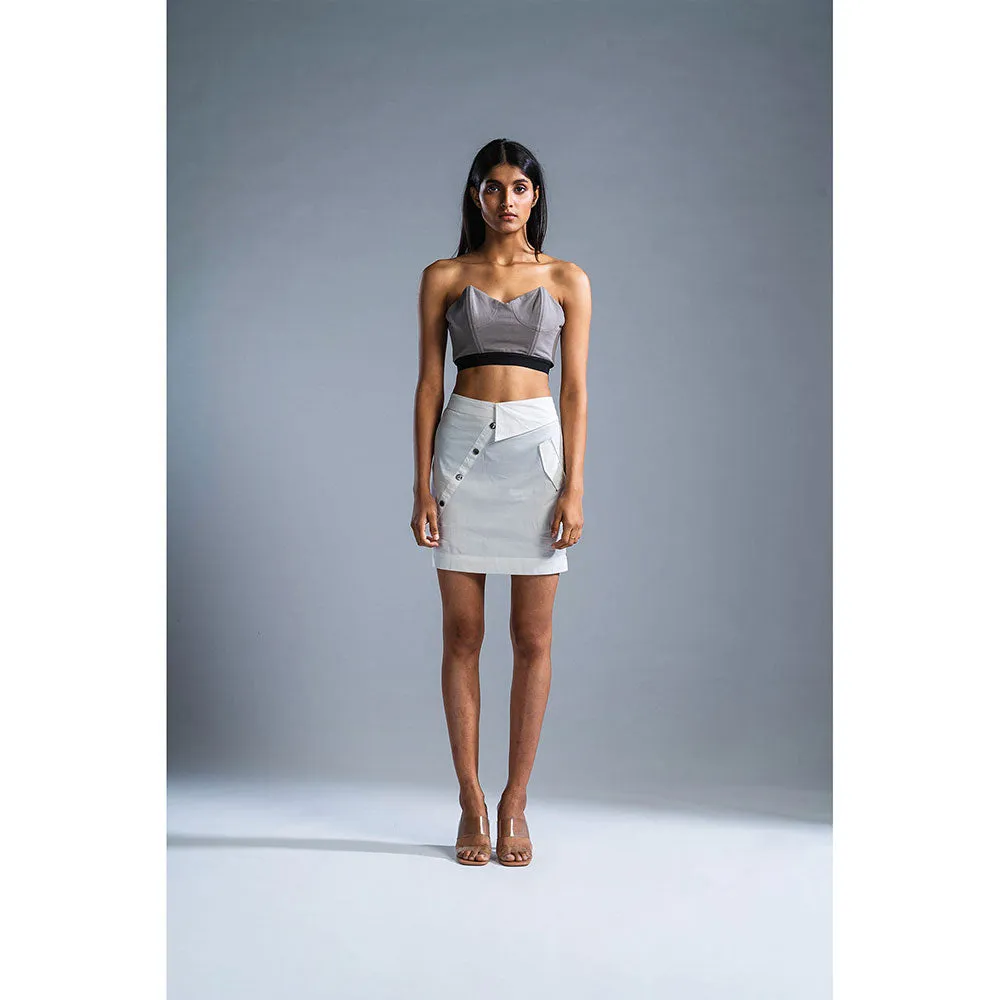 PRIMAL GRAY White Organic Cotton Deconstructed Short Skirt