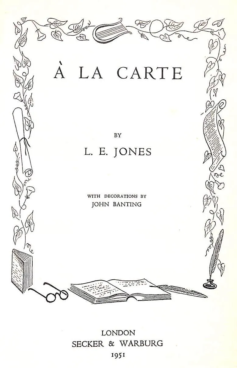 "A La Carte" 1951 JONES, L.E.