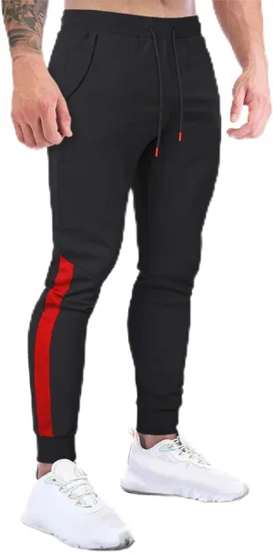 QWENTMTNTY Mens Fashion Joggers Pants Slim Fit Casual Elastic Waist Skinny Athletic Sweatpants Patchwork Workout Pants